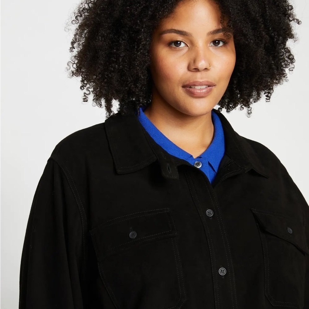 Universal Standard Suede Greenwich lamb suede black jacket size: M (18-20) - Picture 2 of 15
